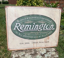 Remington Guns Rifles Logo Tin Metal Sign Dependable Rugged 1816 New York