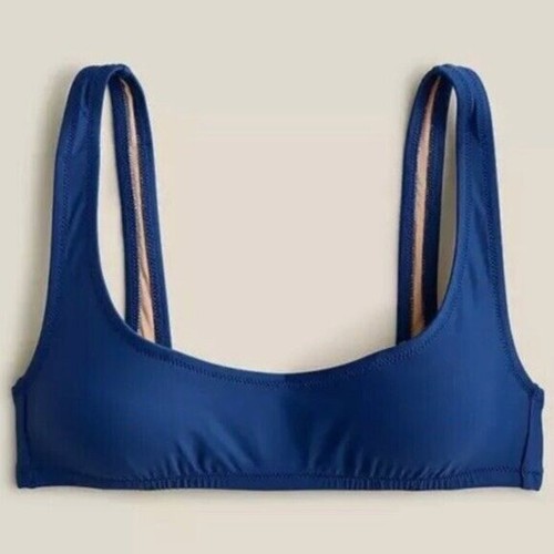 J. Crew Heritage Scoop Neck Bikini Top Womens Small Blue Lined Adjustable BX611 - Picture 2 of 3