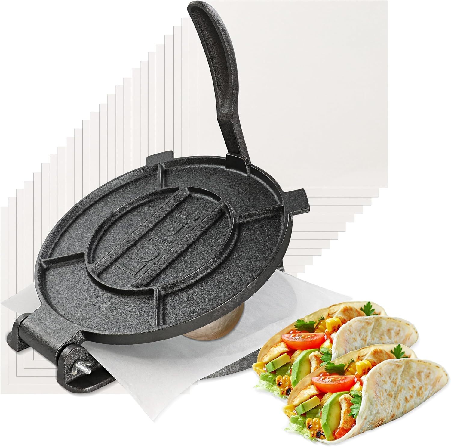 12-Inch Cast Iron Tortilla Press for Corn Dough and Roti Making
