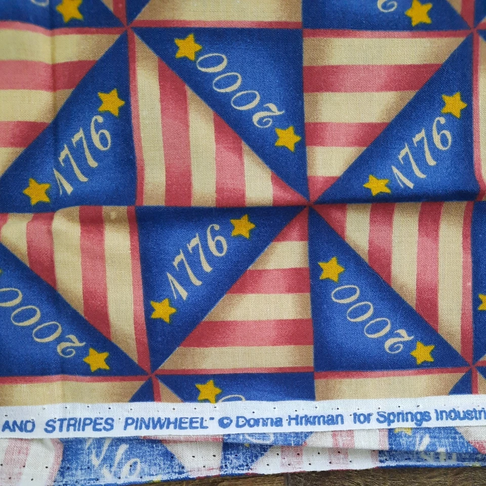 Daisy Kingdom #4059 Stars & Stripes Pinwheel Cotton Fabric 44" X 33" USA America - Image 4 of 4