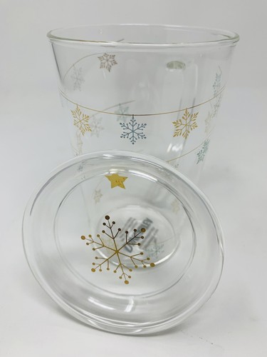 DAVIDS TEA The Perfect Tea Mug 12oz Glass Snowflakes & Garland w/ Infuser & Lid - Picture 13 of 14
