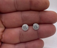 Round stud earrings simulated diamonds 925 sterling silver