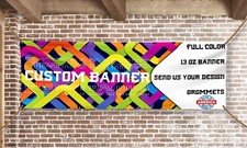 Custom Vinyl Banner, 13oz, Various Sizes, Grommets every 2 feet, Custom Image