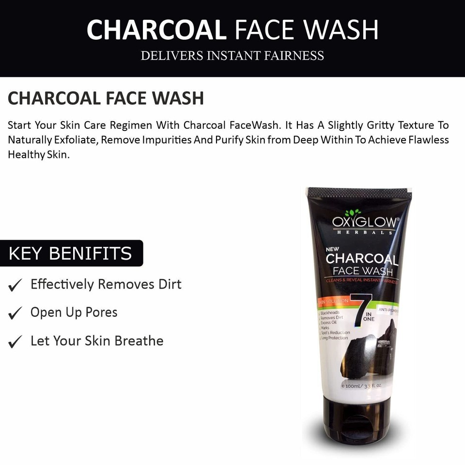OxyGlow Herbals Activated Charcoal Face Wash Deep ExofilationPack of 3