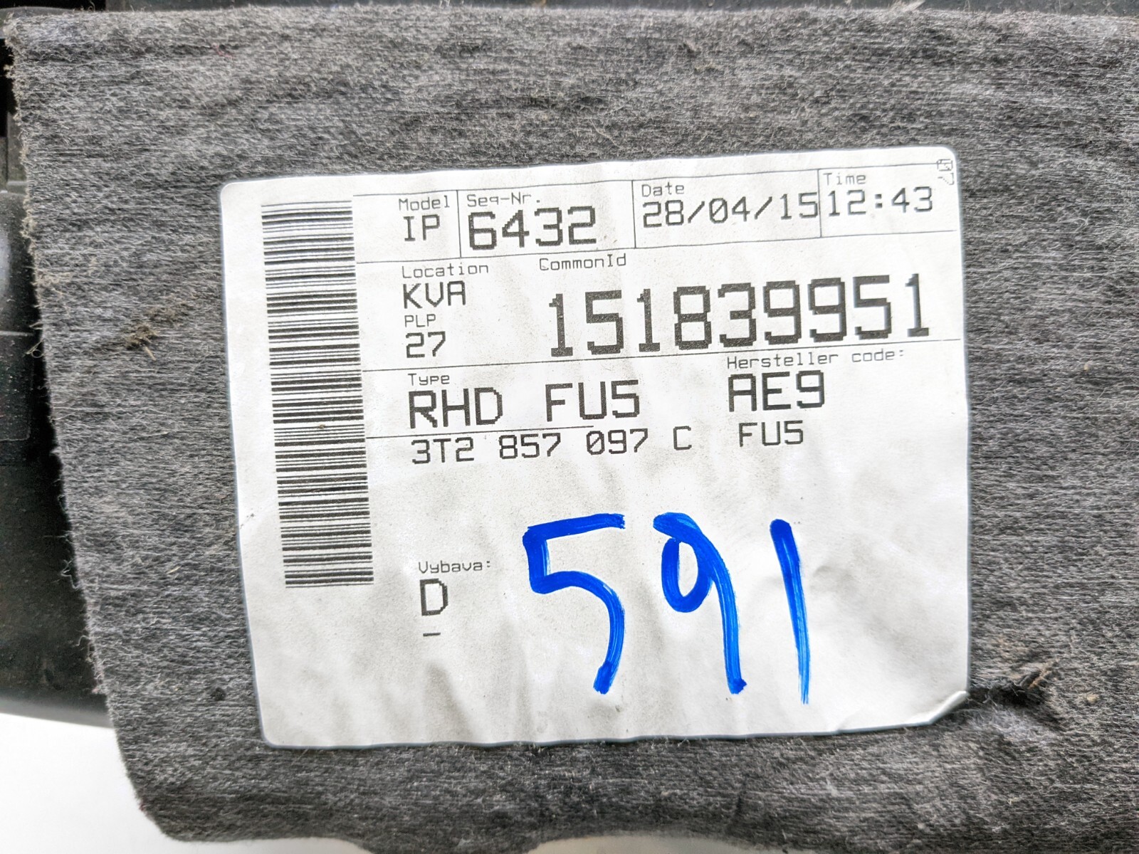 SKODA SUPERB GLOVE BOX STORAGE COMPARTMENT 3T2864819 MK2 B6 3T 2015 eBay