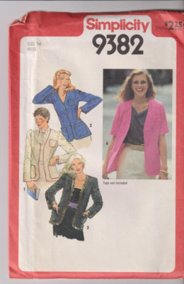 9382 SIMPLICITY c.1980 - CARDIGAN- Sz 14 B 36''