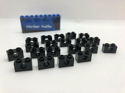 Lego (c) 20x 1x2 Stein m. Loch - 3700 -  schwarz  - black -  technic