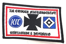Fussball Aufnäher "In Ewiger Freundschaft - Karlsruhe & Hamburg"
