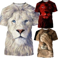 Animal Lion Plus Size Hip Hop 3D womens/mens Short Sleeve T-Shirt Casual Top Tee