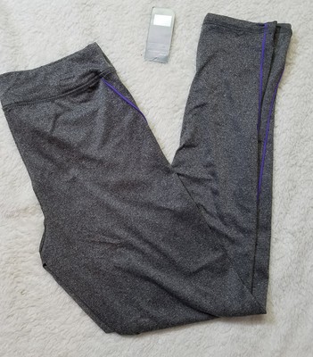 Layer 8 Womens Large Leggings Long Gray Purple Yoga Fitness Performance New
