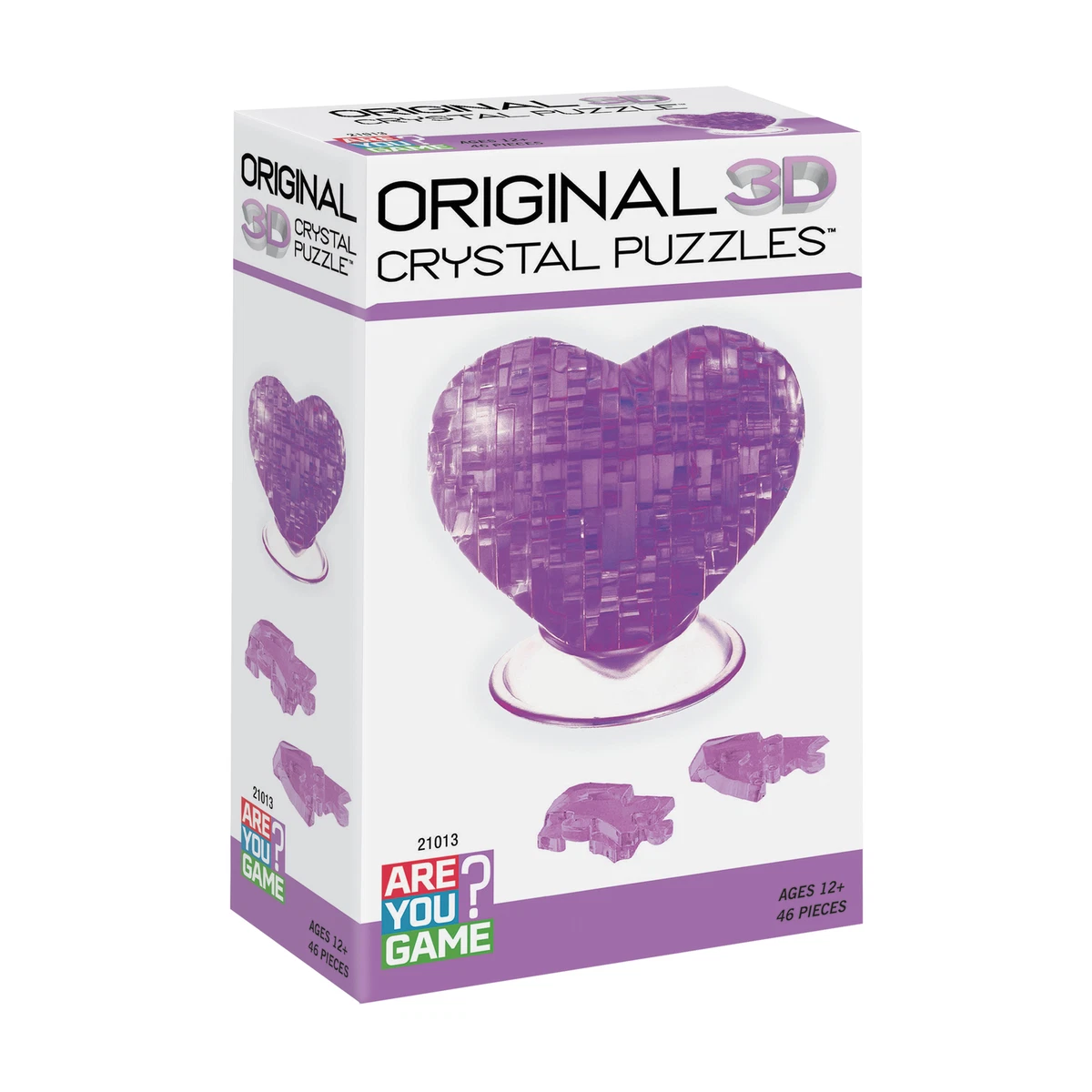 New AreYouGame 3D Crystal Puzzle Heart Purple 46 Pcs