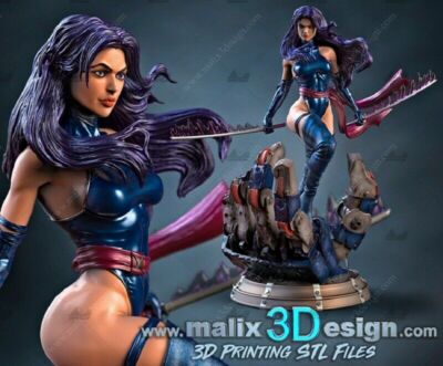 Psylocke X-Men 1/8 Unpainted Blank Kit Model GK Resin Figure 26cm