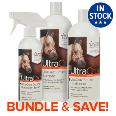 UltraCruz Horse Shampoo and Conditioner Bundle, 32 oz each with 16 oz Detangler