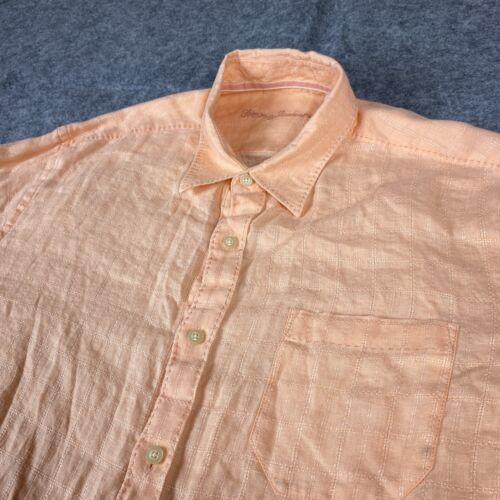 Tommy Bahama Shirt Mens Large Orange Plaid Linen Button Up Long Sleeve - Picture 3 of 11