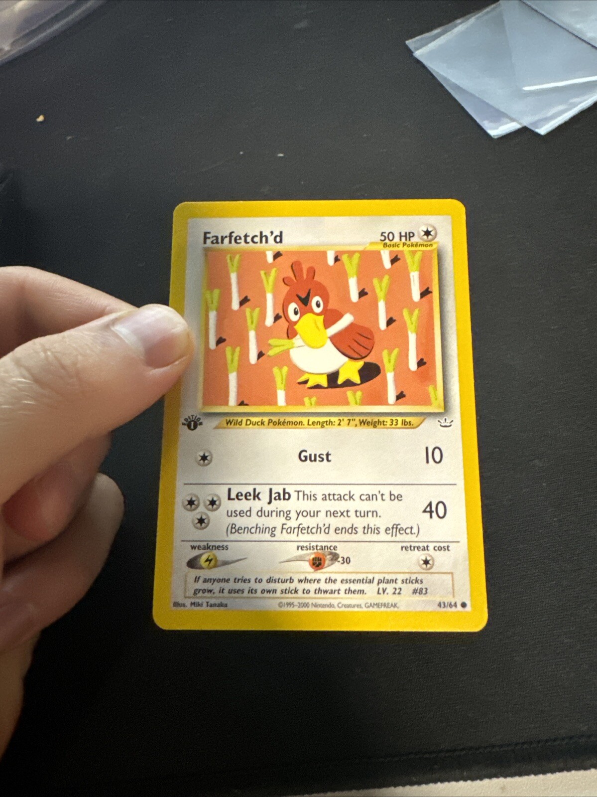 1st Edition Neo Revelation Farfetch’d 43/64 Pokemon Card WOTC Vintage NM