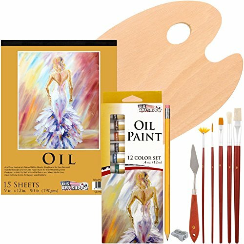 US Art Supply 23 Piece Oil Painting Set With Zippered Portfolio Case