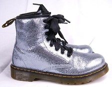 Dr Martens Light Blue Glitter Zipper J Boots 1460J Fat Laces Women's 5 US 36 EU