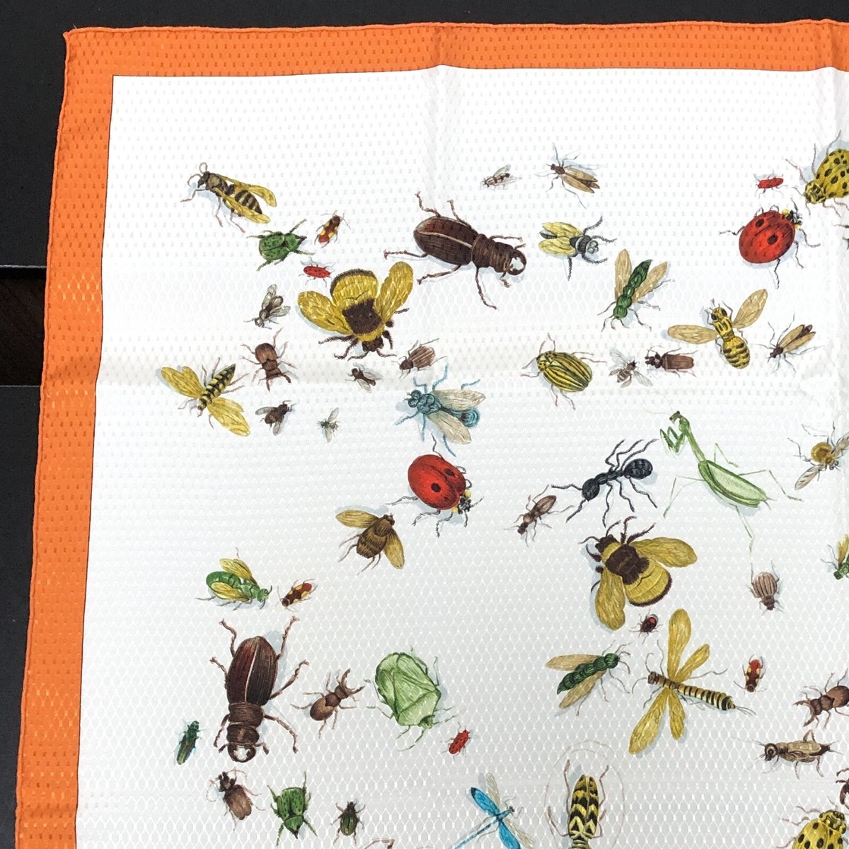 HERMESカレ90　レア　昆虫柄 Rare!! HERMES Silk Scarf Les Insectes Bug Insect France 90 White x