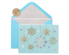 Papyrus Boxed Christmas Cards - Hanging Glittered Snowflake 12ct