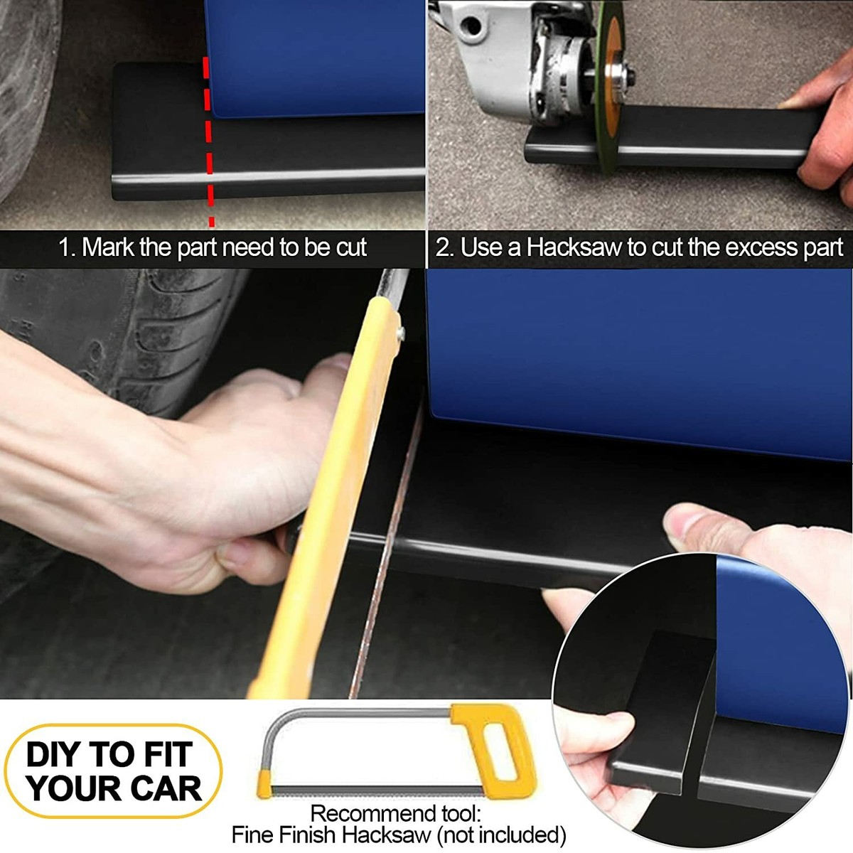 86.6” Carbon Fiber Side Skirts Splitter Rocker Lip For