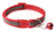 Reflective Collar with Bell Puppy Kitten Adjustable Small Nylon Cat Dog Red