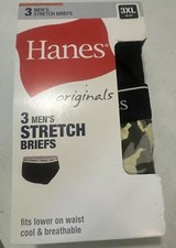 Hanes Men's Dyed Brief Moisture Wicking Stretch Cotton Brief 3-Pack Size 3XL NEW