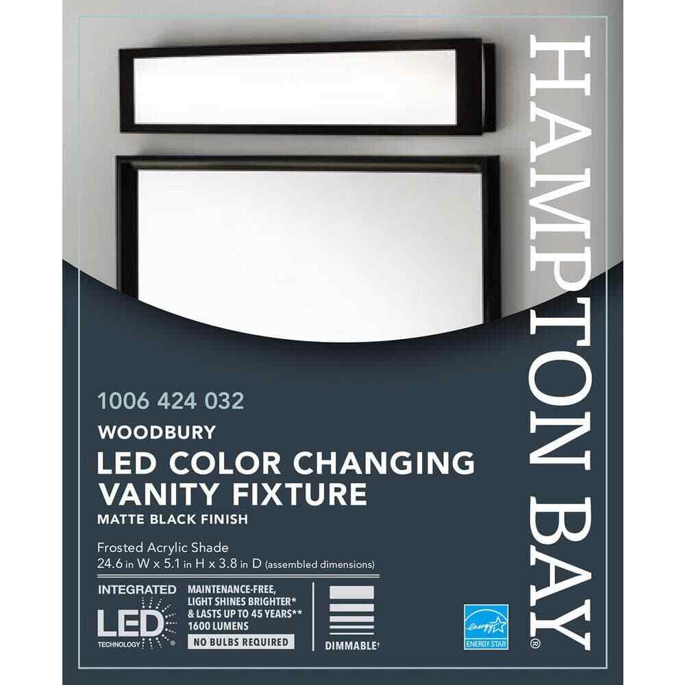 Hampton Bay Woodbury 24.6 in. 1Light Matte Black LED Bathroom Vanity