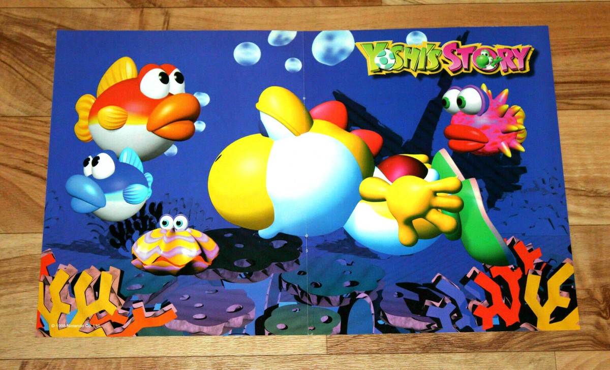 1998 Yoshi's Story Yoshi Vintage Rare Retro Small Poster 40x27cm