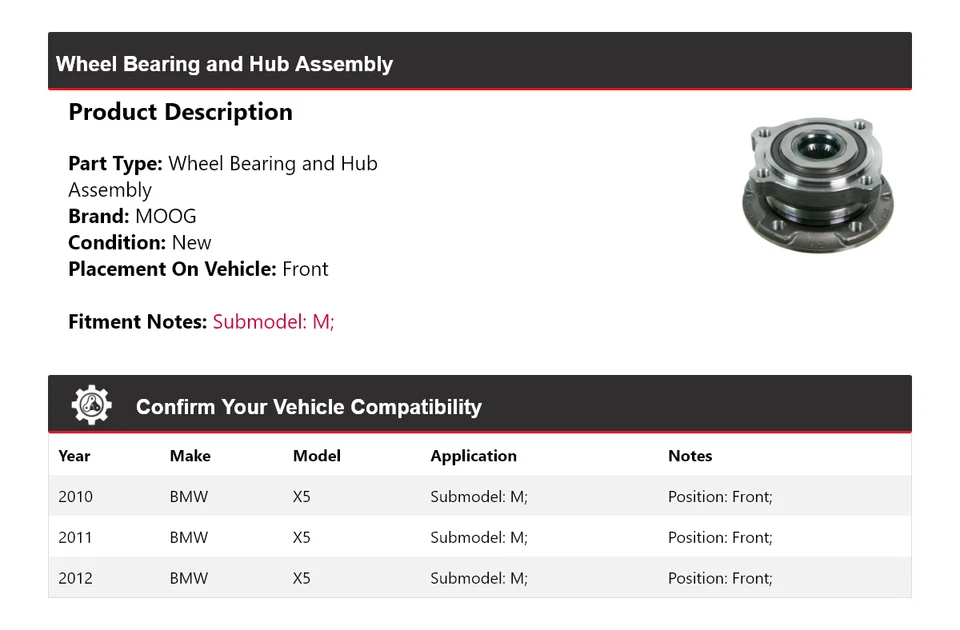 Подшипник колеса и ступица в сборе передние для BMW X5 M 2010 2011 2012 годов выпуска для 2010-2012 годов выпуска - Изображение 2 из 4