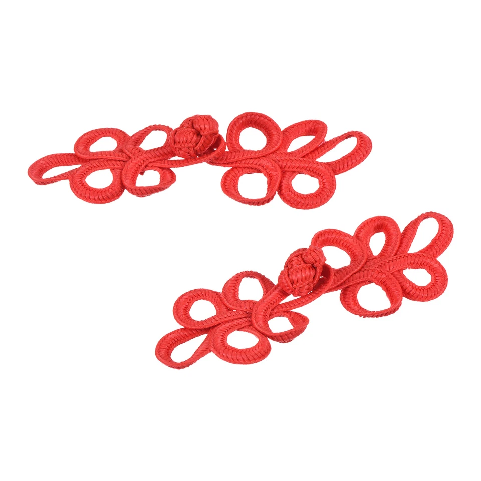 5 Paare chinesische Knoten Frosch Knöpfe Verschluss Rot Nähen Knöpfe, 8,5x3cm - Bild 4 von 4