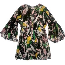 Vestido de playa Blue Island tropical manga campana cuello en V traje de baño encubrimiento talla M