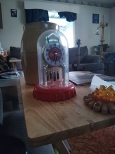 Coca-Cola Dome Clock Red White Base Collectible Advertising Soda Theme Decor