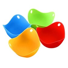 4x Silicone Egg Poacher Cups Pods Moulds Microwave Air Fryer Stovetop Kitchen