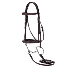 Saga Adjustable Padded Fancy Stitched Hunter Bridle with Reins - Chocolate Br...