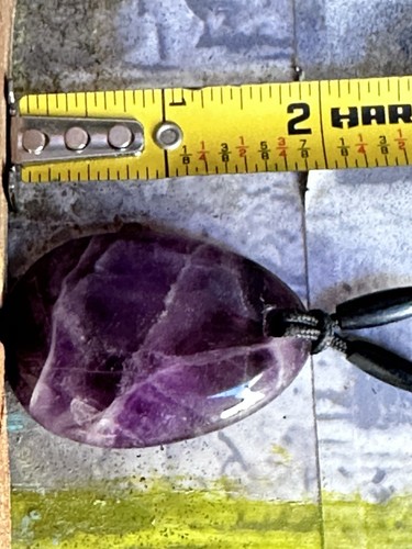Large Amethyst Pendant On Black Cord 22’ Necklace Gemstone 4250 W - Picture 7 of 13