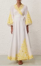 BNWt Zimmermann Golden Embroidered Maxi Linen Wrap Dress (size 3)