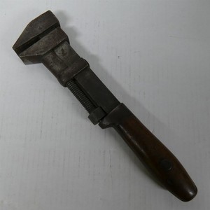 🇺🇸 Antique 12" Adjustable Wrench ~ L. Coes Wrench Co. Patd 1884 ~ Wood Handle