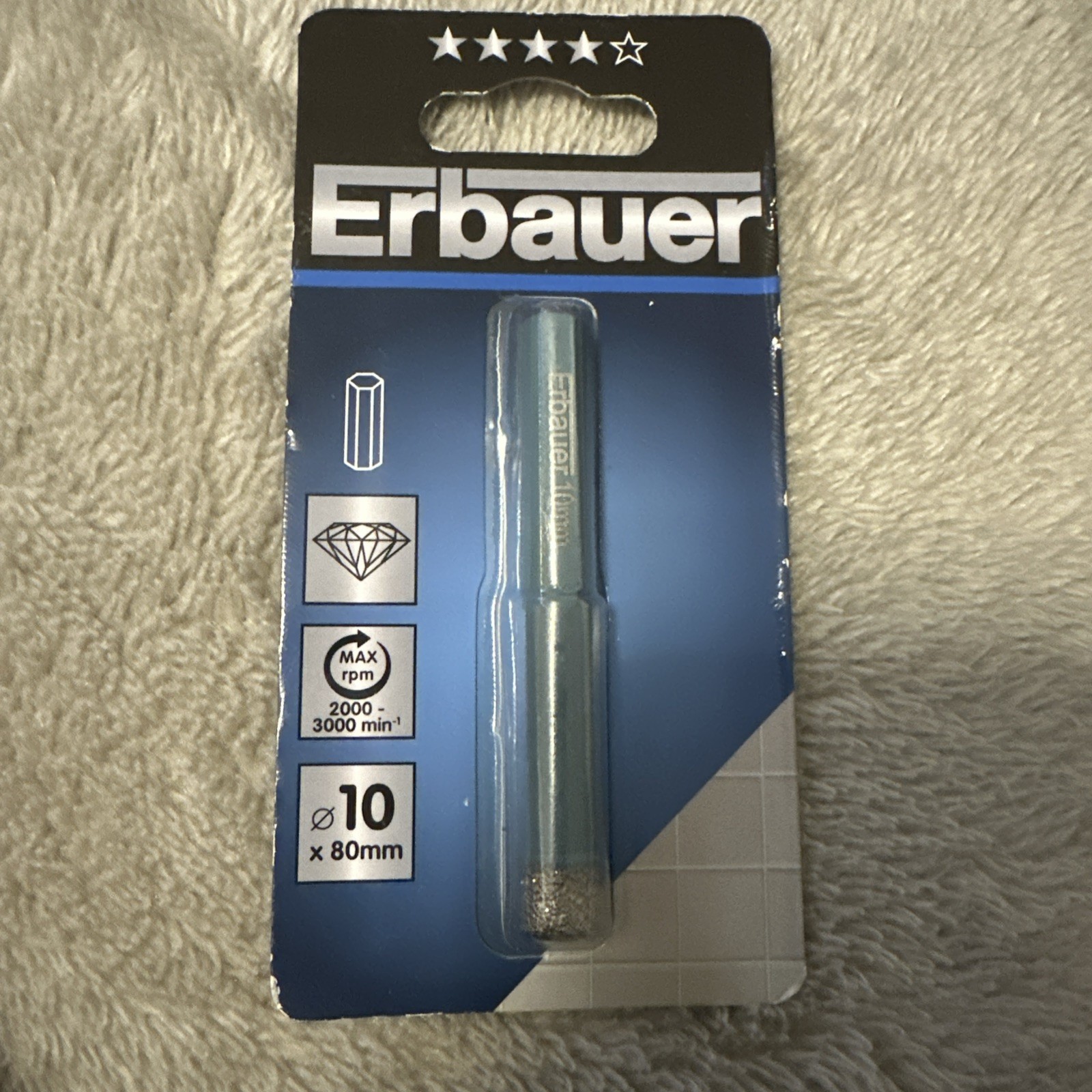 Erbauer Hex Shank Diamond Tile drill bit (Dia) 10mm (L) 80mm RRP £25