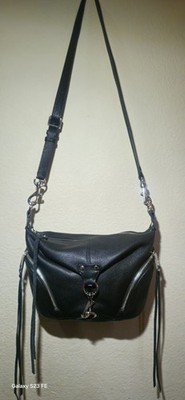 Rebecca Minkoff Black Shoulder Bag Silver Hardware Tassel Zipper Logo Accent