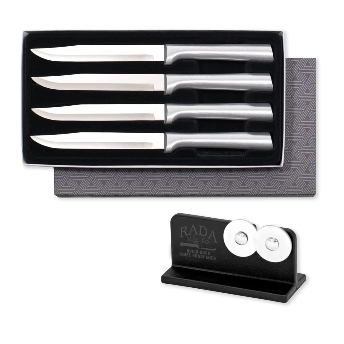 Cutlery Four Utility/Steak Knives Gift Set (S55) with Quick Edge Sharpener (R...
