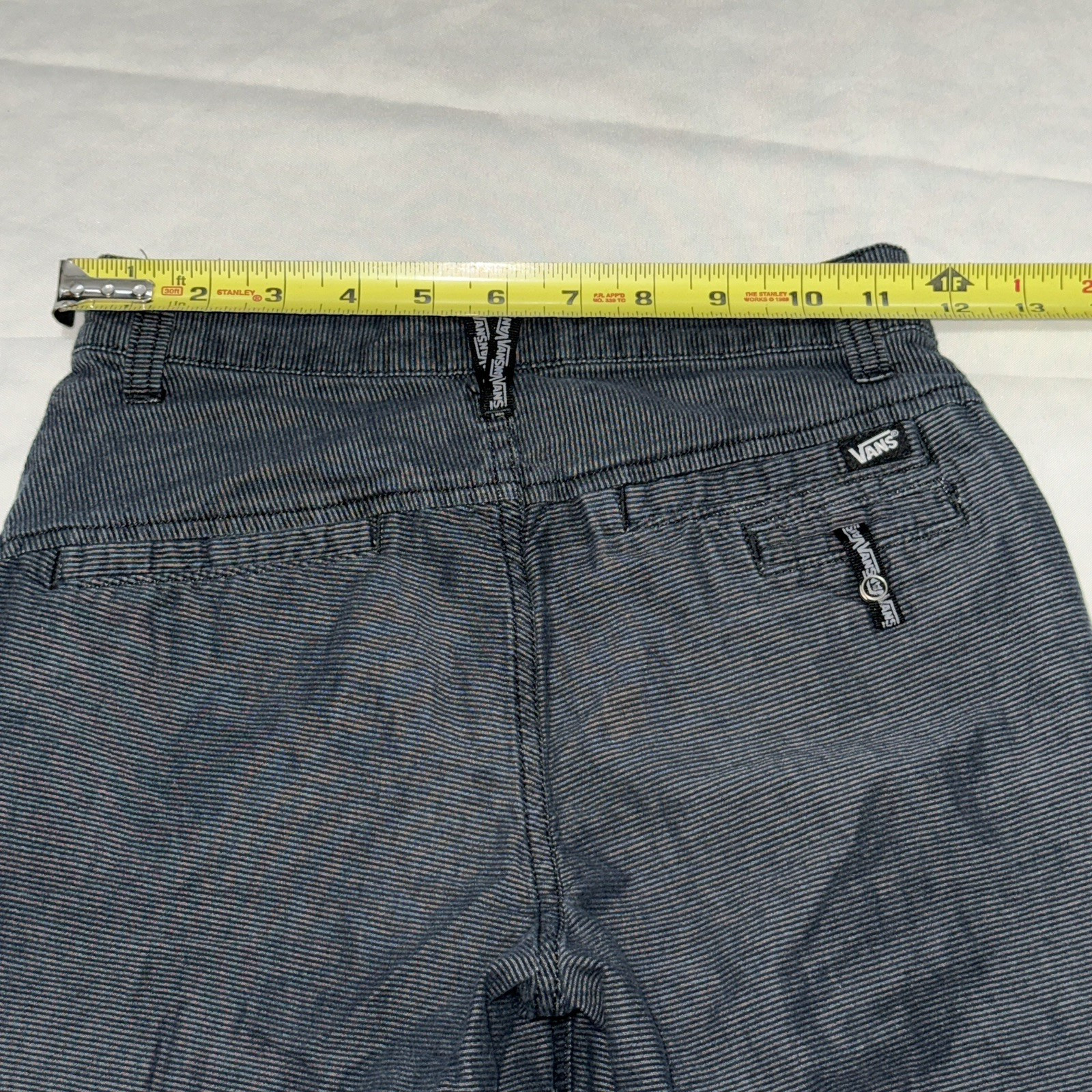 Vans Boys Size 8 Shorts Grey Black Striped Skater Casual Flat Front thumbnail 7