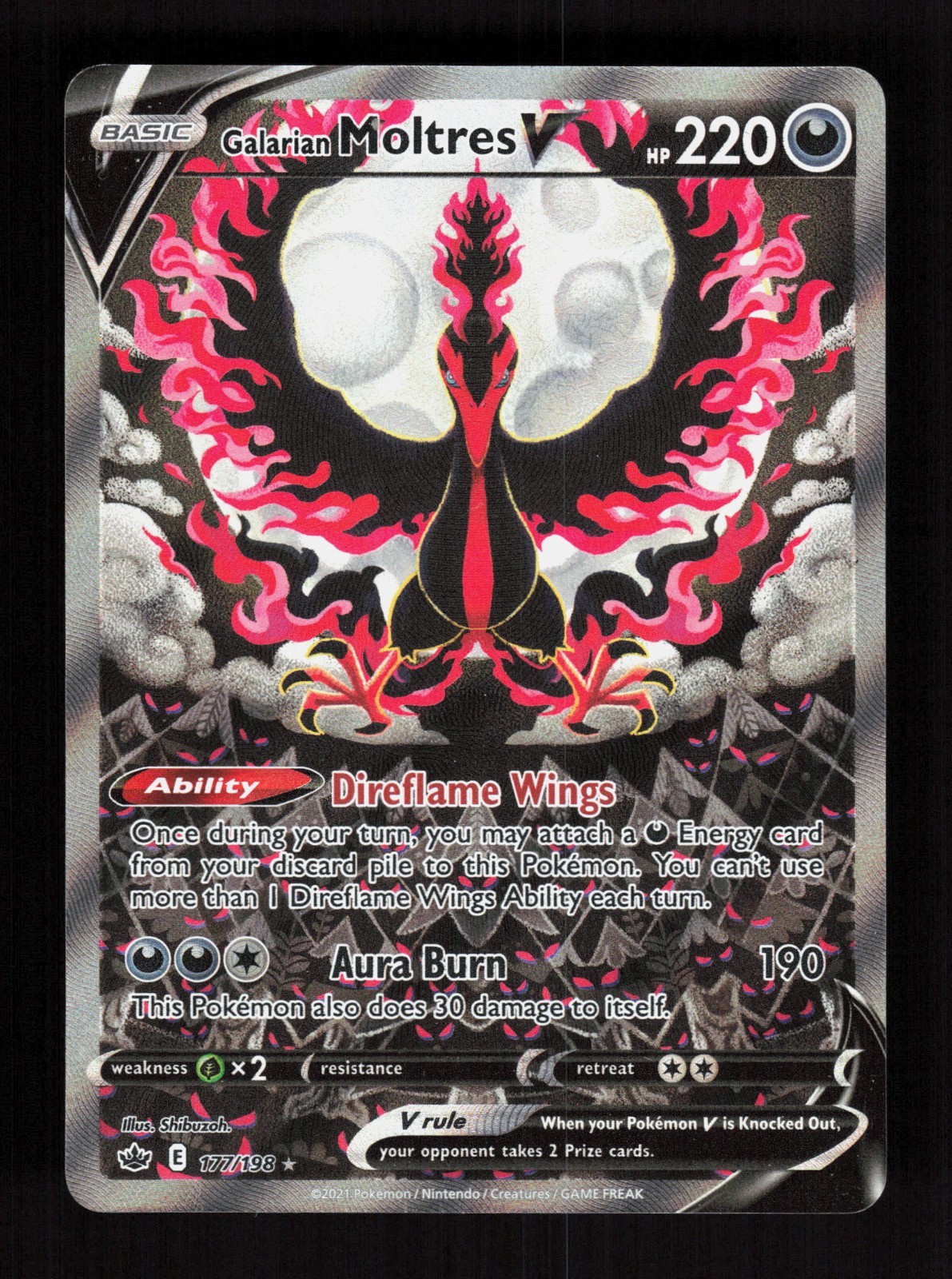 Galarian Moltres V - 177/198 - Pokemon Chilling Reign Alternate Art NM