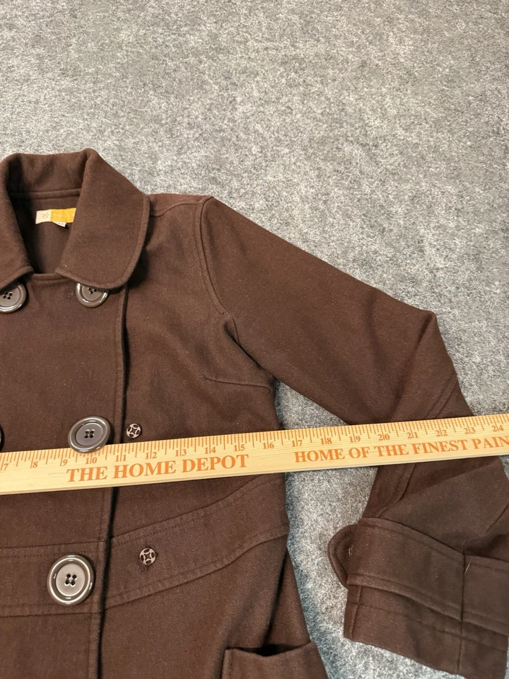 Abrigo TUL Mujer Anthropologie Mezcla Lana Botón Frontal Chocolate Marrón Pequeño Foto 3 de 4