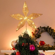  Five-star Tree Top Lighting Topper with Lights Treetop Ornaments Christmasstar