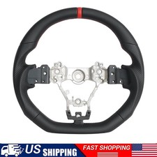Black Leather Sport Steering Wheel 3d Red Ring For Subaru Wrx Stis4 2015-2022