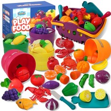 Play Food Set for Kitchen, Cutting Food for , Learning Color Sorting Set for ...
