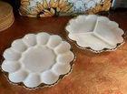 Vintage Milk Glass Serving Dishes Lot Deviled Eggs Relish Dish Divided Plate