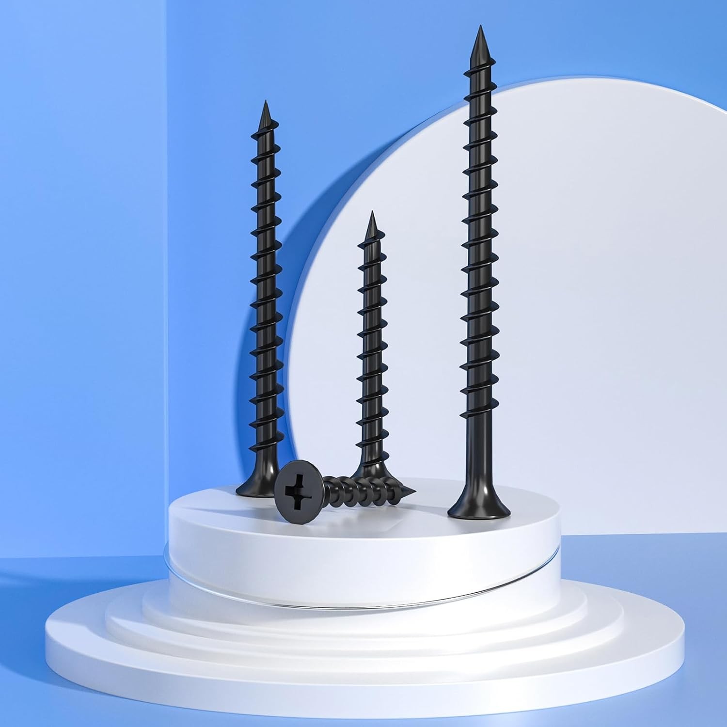 170pcs #6 × 1-1/2 inch Drywall Screws, Black Wood Screws, Coarse Thread #259  