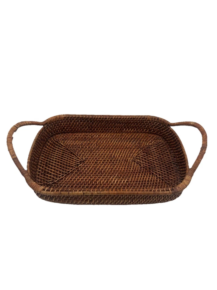 Pampered Chef Woven Selections 11x19 Rectangle Wicker Basket Casserole Handles - Image 2 of 4