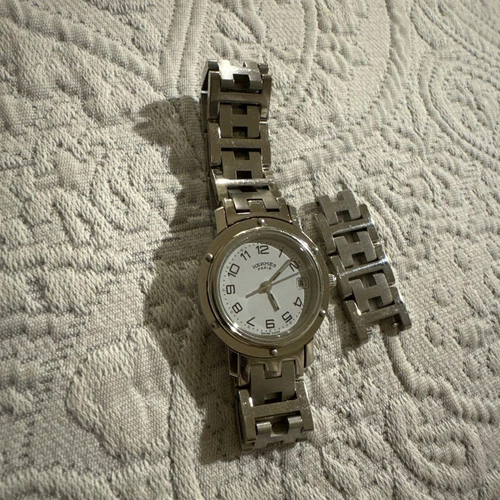 HERMÈS Un Cadeau pour Vous Mêmes HERMES Montre Acier Inoxydable Blanc Clipper HERMES